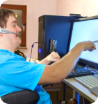 man playing computer